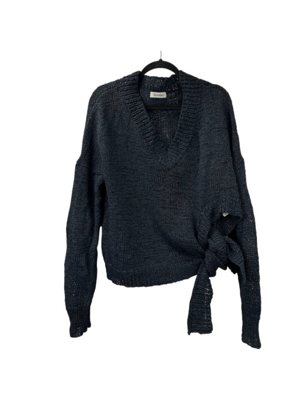 Rodebjer Knotted Open-Knit Sweater Womens XS V-neck Side-Tie Detail Long Sleeve - Picture 15 of 16